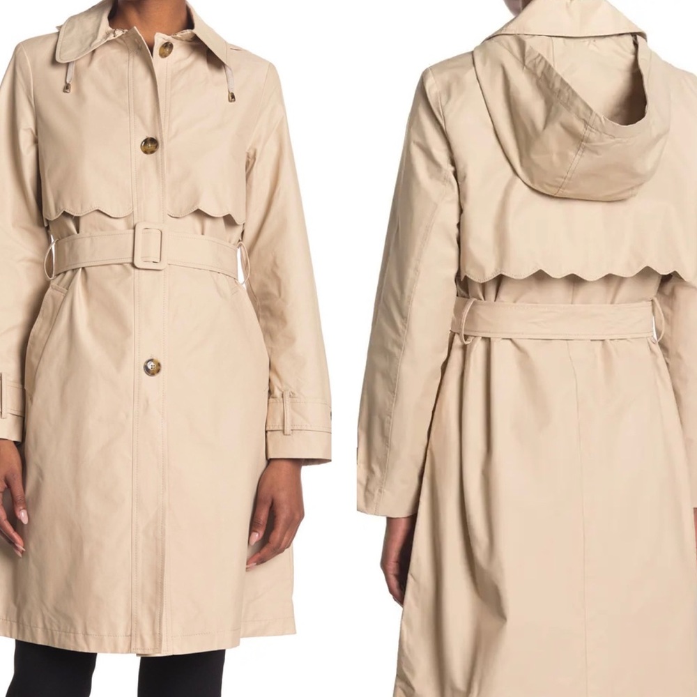 Kate Spade Scalloped Belted Hood Trench Coat